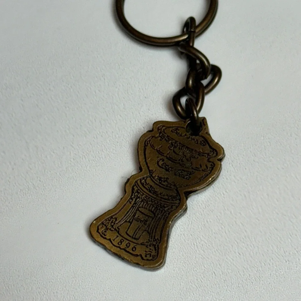 Coca Cola Keychain 1896 Soda Fountain Drink Metal‎ Charm Key Ring Collectible